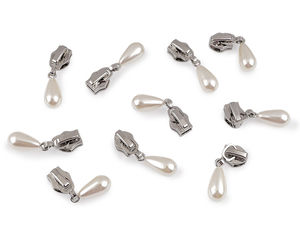 Cursor decorativ premium cu autoblocare pentru fermoare spiralate din nailon nr. 5 și nr. 6 | Accente de perle și mărgele