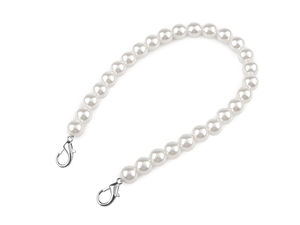Mâner elegant din perle pentru genți de mână, plicuri și telefoane mobile (30 cm) - Nichel perlat