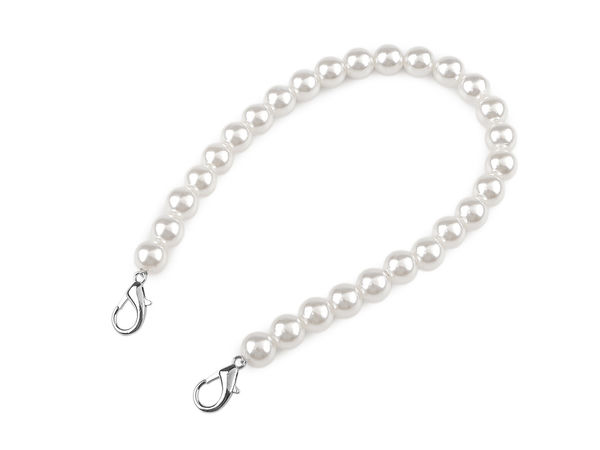 Mâner elegant din perle pentru genți de mână, plicuri și telefoane mobile (30 cm) - Nichel perlat