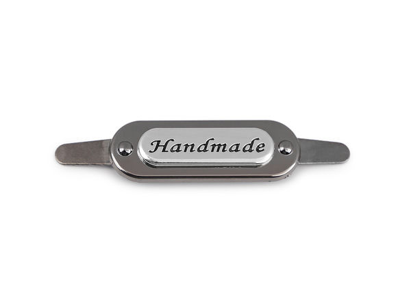 Etichete metalice gravate „Handmade” - Accesorii premium pentru confecționarea de genți și poșete