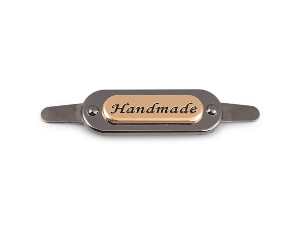 Etichete metalice gravate „Handmade” - Accesorii premium pentru confecționarea de genți și poșete