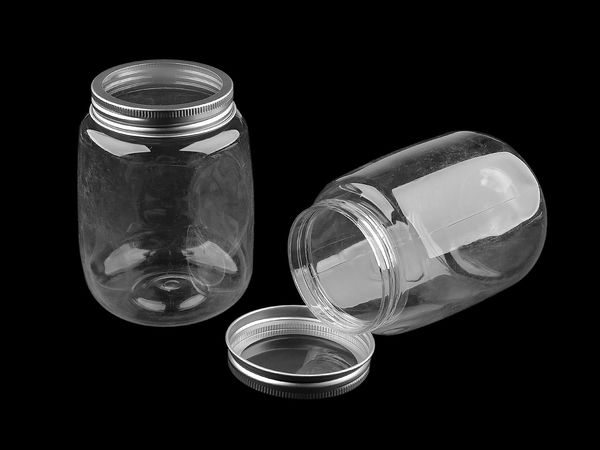 Borcan din plastic transparent pentru depozitare cu capac pe filet - Organizator pentru galanterie și lucru manual (Calitatea a 2-a)