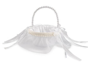 Coșuleț elegant din saten pentru fetițe cu flori și domnișoare de onoare - Mini coșuleț ceremonial