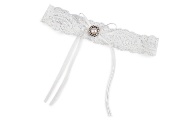 Jartieră elegantă de mireasă din dantelă - Amintire premium din dantelă elastică (Alb-unt)