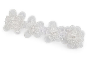 Jartieră de mireasă elegantă din dantelă florală de culoare ivorie - Accesoriu de amintire pentru mireasă