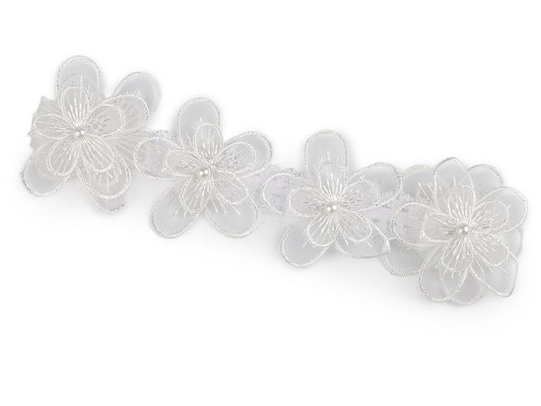 Jartieră de mireasă elegantă din dantelă florală de culoare ivorie - Accesoriu de amintire pentru mireasă