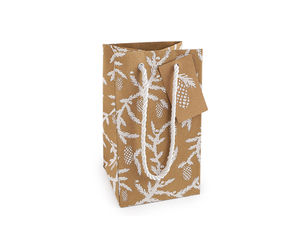 Săculeți cadou de Crăciun cu aspect natural, 10,5 x 18 cm – Imprimeuri festive asortate