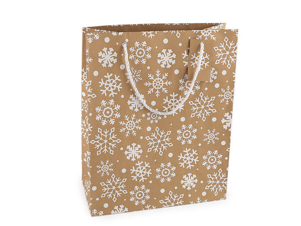 Săculeț cadou mare de Crăciun cu imprimeu festiv pe ambele fețe – 26 x 32 cm