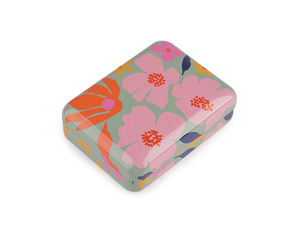 Cutie metalică decorativă cu motiv floral pentru depozitare și cadouri - Organizator pentru articole mici