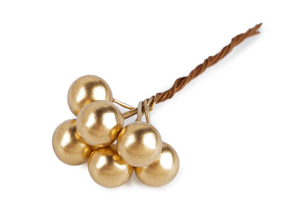 Bace decorative artificiale pe sârmă - Ø 1 cm (60 buc / 10 legături)