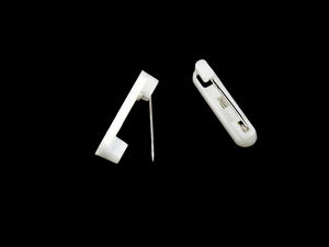 Baze din plastic alb pentru broșe - Ace de prindere prin lipire 5x22 mm pentru lucru manual, bijuterii și ecusoane