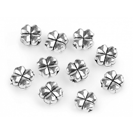 Accesoriu / Ornament metalic trifoi, 8x8 mm (pachet 10 buc.) - model 2