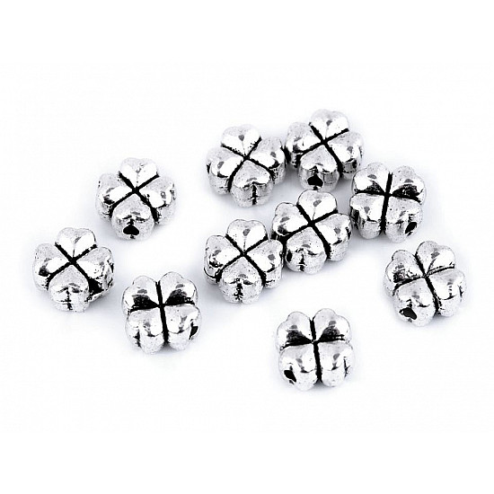 Accesoriu / Ornament metalic trifoi, 8x8 mm (pachet 10 buc.) - model  1