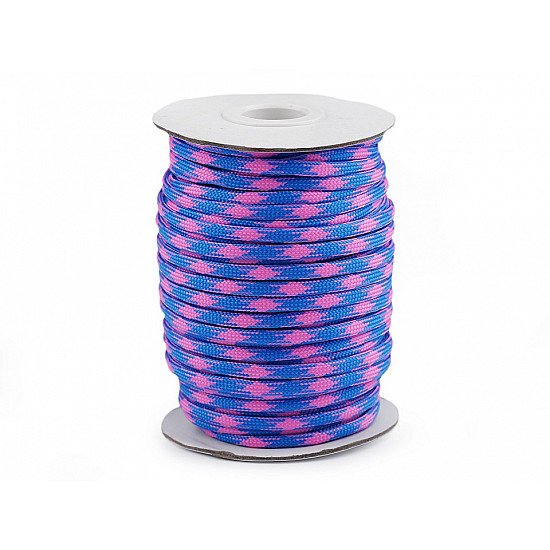 Cordelină paracord, Ø4 mm (rola 25 m) - albastru - roz