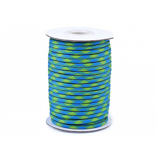 Cordelină paracord, Ø4 mm (rola 25 m) - albastru - verde