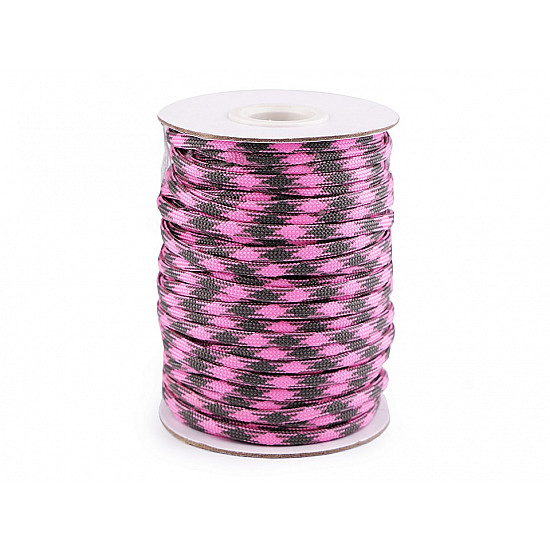 Cordelină paracord, Ø4 mm (rola 25 m) - roz deschis - gri