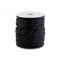 Cordelină paracord cu fir reflectorizant, Ø4 mm (rola 5 m) - negru