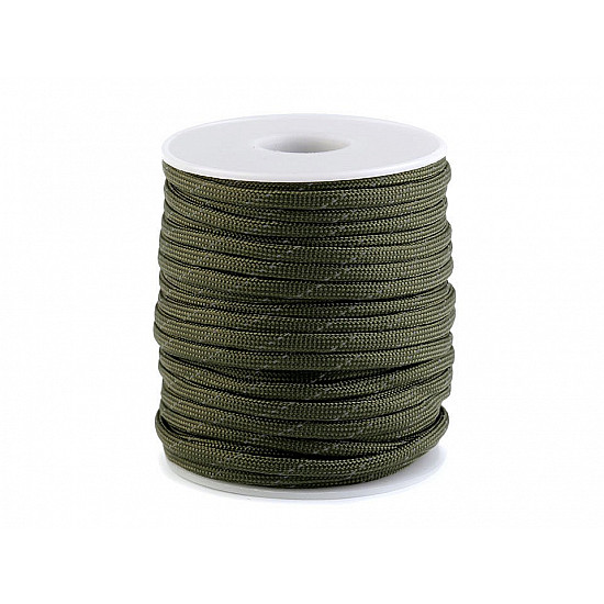 Cordelină paracord cu fir reflectorizant, Ø4 mm (rola 5 m) - verde