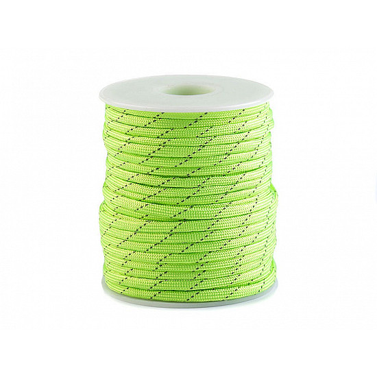 Cordelină paracord cu fir reflectorizant, Ø4 mm (rola 5 m) - verde neon