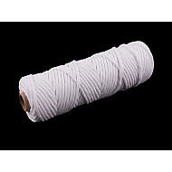 Șnur de bumbac macrame Ø5 mm (rola 50 m) - alb