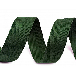 Bandă din bumbac Herringbone, lățime 20 mm (rola 50 m) - verde brad