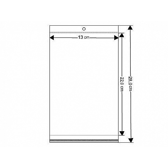 Pungi cu clapetă adezivă și agățătoare, 13x22cm (pachet 100 Buc.) - transparent