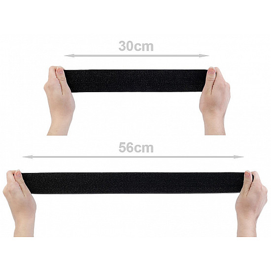 Elastic lat cu lurex la metru, 48 mm - negru