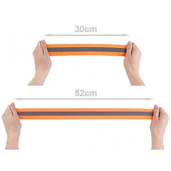 Elastic lat cu bandă reflectorizantă la metru, lățime 40 mm - galben verzui strident - neon