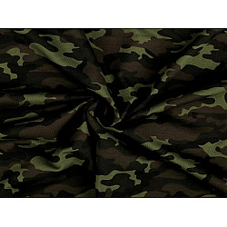 Tricot bumbac la metru, verde camuflaj