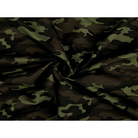 Țesătură tricot bumbac la metru, verde camuflaj