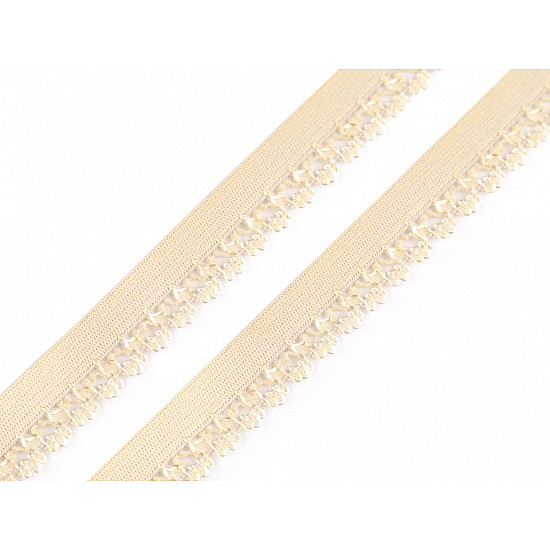 Elastic dantelat decorativ, lățime 15 mm (rola 20 m) - bej