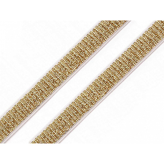 Elastic moale confecții / bretele cu lurex la metru, lățime 10 mm - auriu