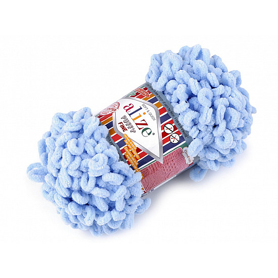 Fir de tricotat Alize Puffy Fine, 100 g, albastru deschis