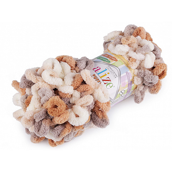 Fir de tricotat Alize Puffy color, 100 g, bej deschis