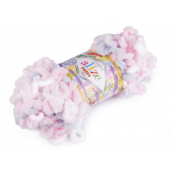 Fir de tricotat Alize Puffy color, 100 g, roz foarte deschis