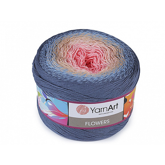 Fir de tricotat Flowers, 250 g, roz somon deschis