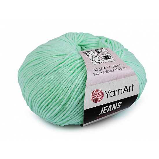 Fir de tricotat Gina / Jeans, 50 g - verde mentă