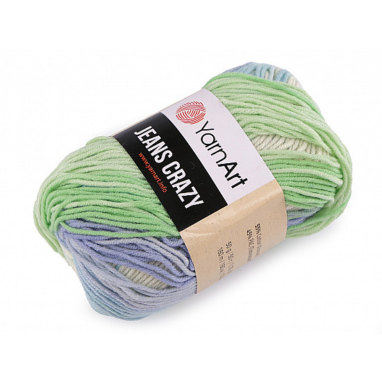 Fir de tricotat Jeans Crazy 50 g, verde pastel deschis