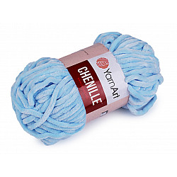 Fir de tricotat plușat Chenille, 100 g, bleu nu-mă-uita