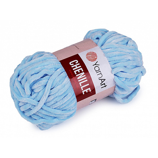 Fir de tricotat plușat Chenille, 100 g, bleu nu-mă-uita