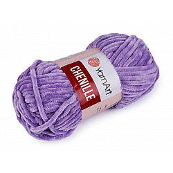 Fir de tricotat plușat Chenille, 100 g, mov liliachiu