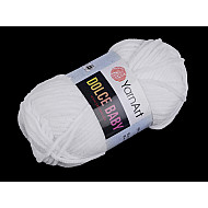 Fir de tricotat plușat Dolce Baby 50 g, alb