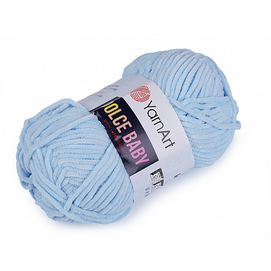 Fir de tricotat plușat Dolce Baby 50 g, bleu gheață