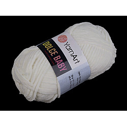 Fir de tricotat plușat Dolce Baby 50 g, crem foarte deschis