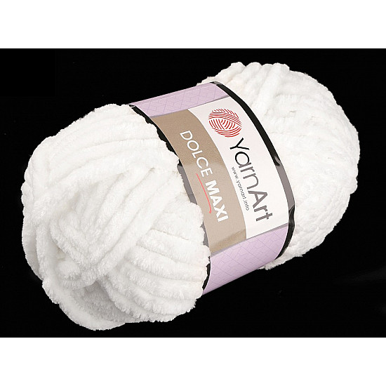 Fir de tricotat plușat Dolce Maxi, 200 g, crem foarte deschis