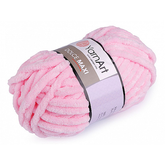 Fir de tricotat plușat Dolce Maxi, 200 g, roz baby