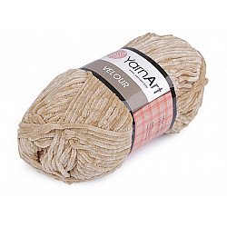 Fir de tricotat plușat Velour, 100 g, bej camel