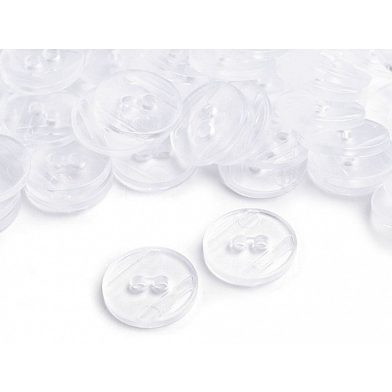 Nasturi plastic, 2 găuri, mărimea Ø15 mm, transparent, 50 buc.