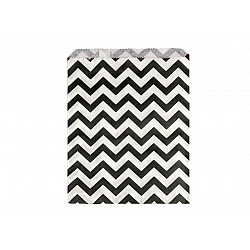 Pungă mică din hârtie, 13x17 cm (pachet 100 Buc.) - alb-negru - chevron