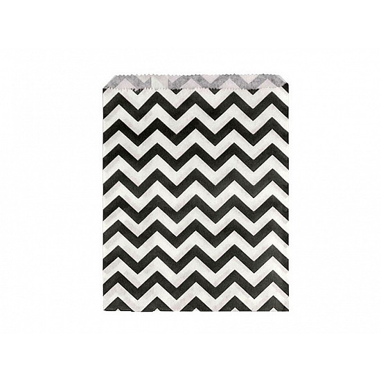 Pungă mică din hârtie, 13x17 cm (pachet 100 Buc.) - alb-negru - chevron